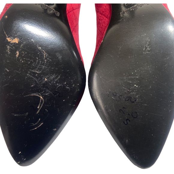 BALDININI Quilted Shoes Pumps Heels Size 6.5 / 37 Red Leather Sole Made in Italy - Picture 13 of 13